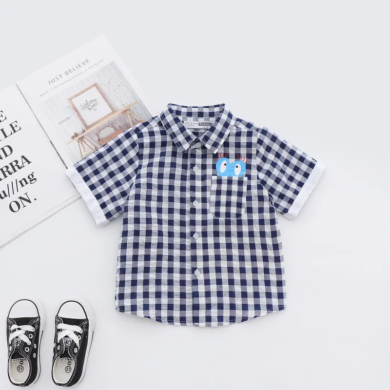 Katofely2019 лето стиль BOY'S Boutique детская клетчатая рубашка с принтом Чистый хлопок короткий рукав