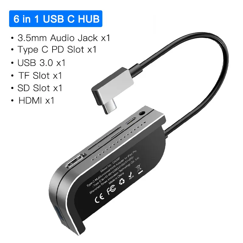 USB C концентратор Baseus для iPad Pro 12,9 11 type C концентратор для HDMI USB 3,0 PD порт 3,5 мм разъем USB-C usb-хаб адаптер для MacBook Pro - Цвет: 6in1 USB Type C HUB