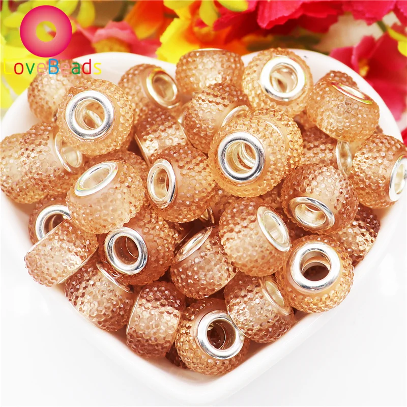 10Pcs Marble Color Big Hole European Glass Beads Bulk Fit Pandora Charm Bracelet  Bangle DIY Women