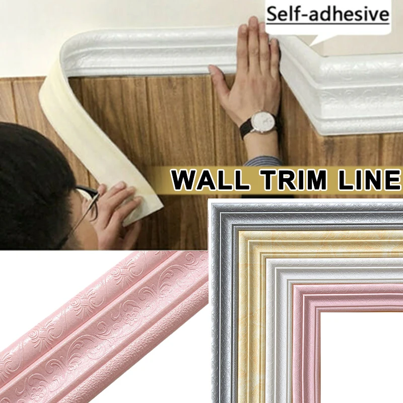 High Wall Trim Line Skirting Border 3D Pattern Sticker Decor Self Adhesive Waterproof Strip home wall decorative lines LG66