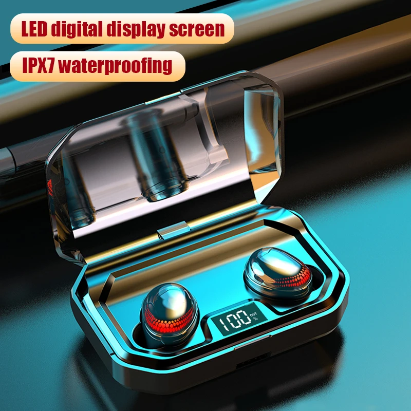 

TWS 5.0 Wireless Bluetooth Earphones Headphones IPX7 Waterproof Earphones Noise Cancelling Headset Earbuds With Charging Box Mic