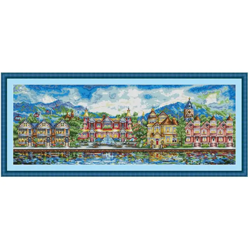 

European town scenery pattern Counted Cross Stitch 11CT 14CT 18CT DIY Chinese Cross Stitch Kits Embroidery Needlework Sets