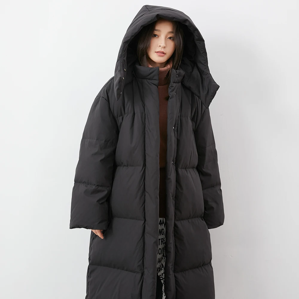 YAYA Women's Duck Down Jacket Winter Long Over-The