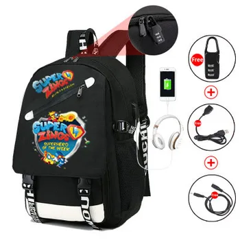 

Fashion Super Zings Mochila for Student School Bags Usb Multifunction Waterproof Laptop Travel Student Backpack Games Bookbag