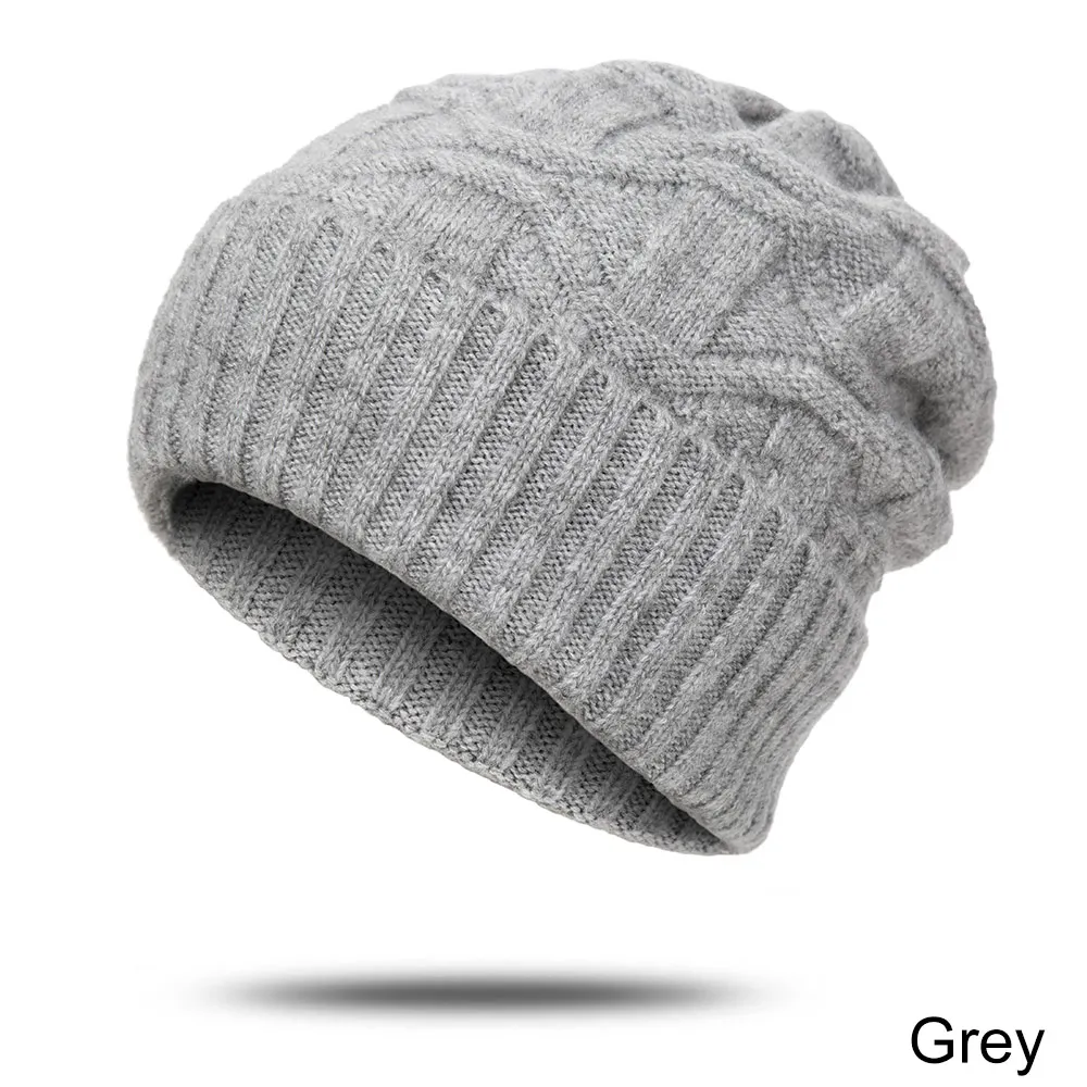 Новинка, простая шапка бини для женщин, зимняя шапка Skullies, теплая шапка gorros, женские зимние шапки, вязаные одноцветные шапки бини - Color: gray