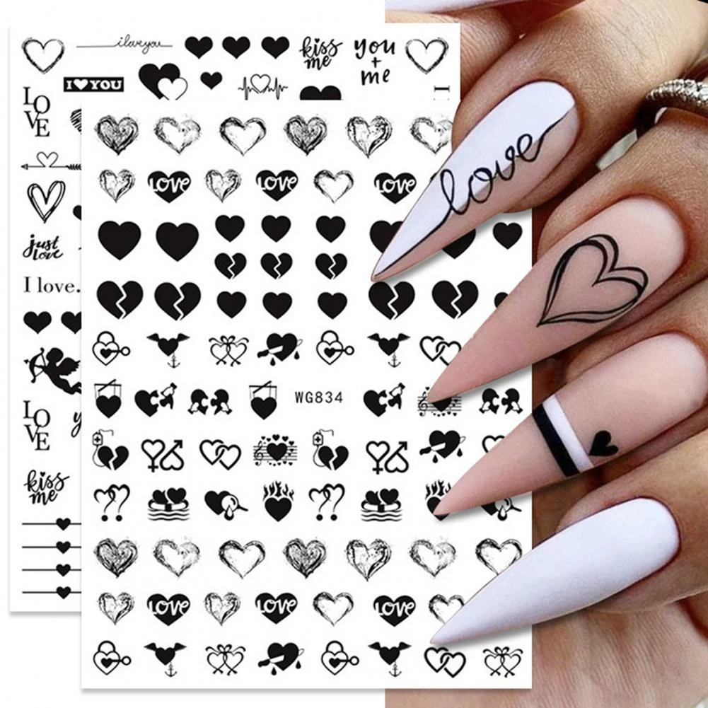 Delicate Nail Decals Non Fading Non Dry Nail Foils Valentines Day Nail Art  Stickers Lover Cute Sliders for Nail Design|Stickers & Decals| - AliExpress