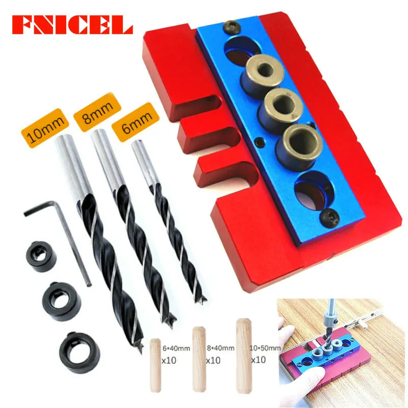 

Woodworking Splicing Board Hole Opener Locator W/ Drills Tenon Hole Punchers Positioning Dowelling Jig Woodworking DIY Tools