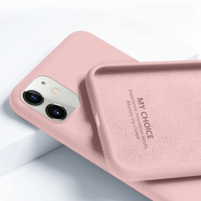 Case For iPhone 11 12 13 Pro Max SE 2 2020 6 S 7 8 Plus X XS MAX XR 12 13 Mini Cute Candy Color Couples Soft Silicone Cover Sand Pink