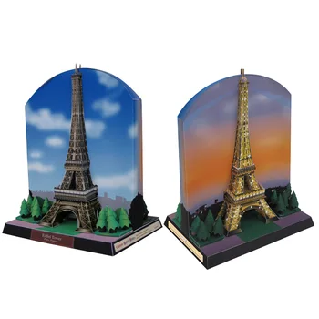 

France Daytime Night View Eiffel Tower 3D Paper Model World Famous Architectural Model Handmade DIY Educational Toy Collection