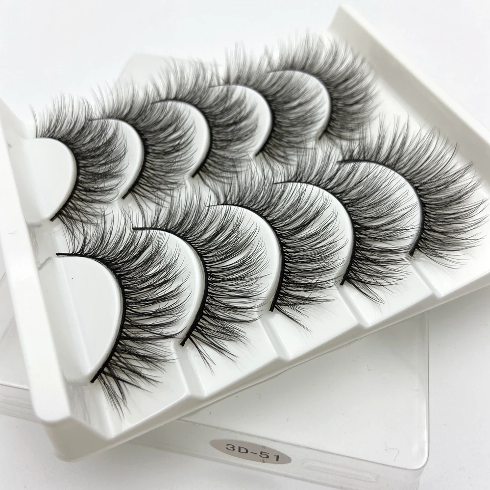 Buzzme 3D51 5Pairs faux Mink Hair False Eyelashe Makeup eyelashes dramatic lash Natural/Thick Long silk Eye Lashes Extension | Красота и