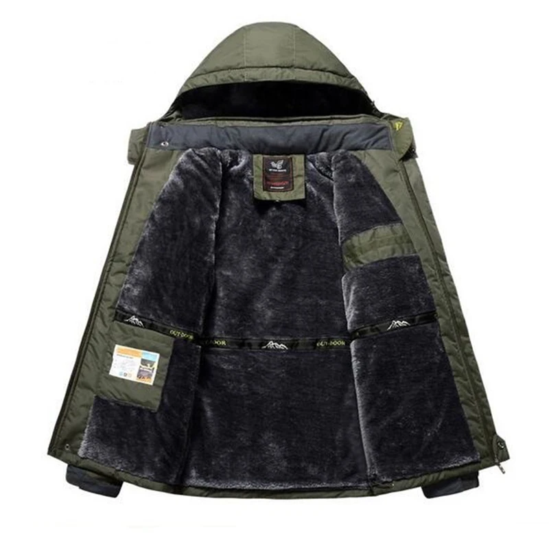 Новая брендовая зимняя флисовая военная куртка Мужская ветрозащитная водонепроницаемая верхняя одежда парка куртка Мужская s плюс размер 9XL пальто, ZA257