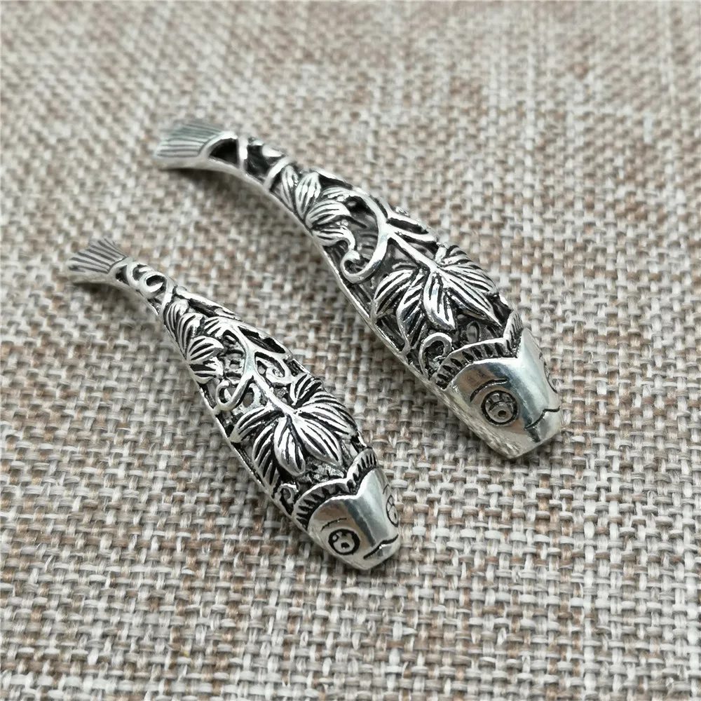 

925 Sterling Silver Lotus Fish Curve Tube Beads for Bracelet Necklace