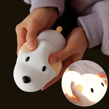 

Night Light LED Puppy Silicone Baby Touch Lamp Rechargeable USB Touch Control Nightlight Lamp Bedroom Lighting Baby Room Lamp