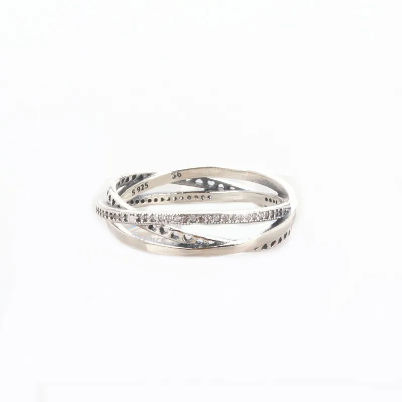 

Original 925 Sterling Silver Ring Crystal Ring In Three Layers For Women Wedding Party Gift Fashion Jewelry