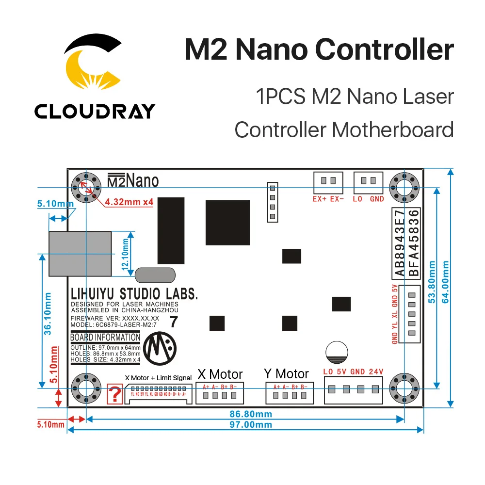 Cloudray LIHUIYU M2 Nano лазерный контроллер материнская плата + панель управления ключ B