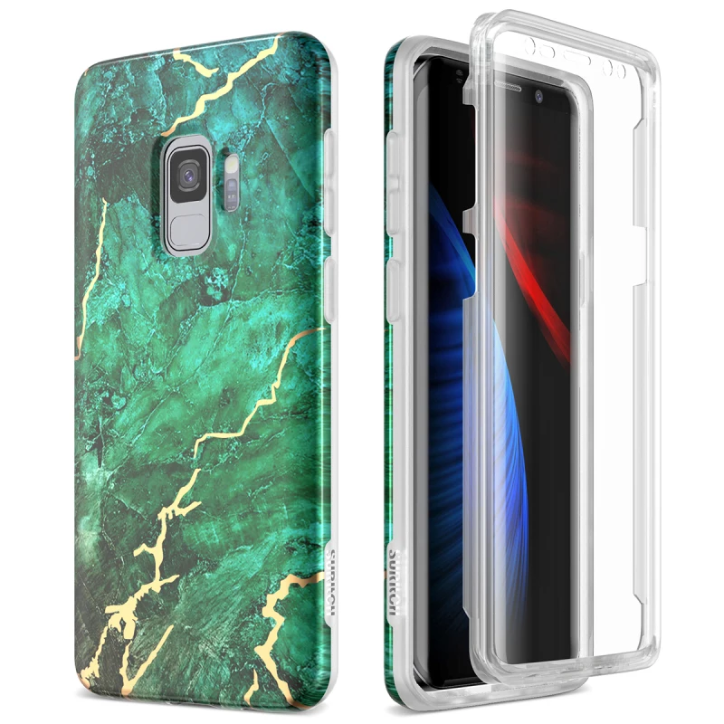 Высококачественный мягкий чехол для samsung Galaxy S9 Plus 360 чехол 2 в 1 противоударный бампер со встроенной защитной пленкой для samsung S10e