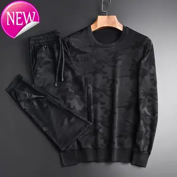 

suit, Men's camouflage spring and autumn, round collar, lining, Hoodie and trousers,