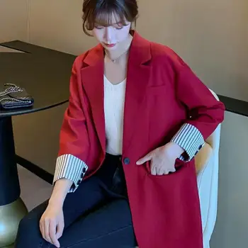 

Female New 2020 Spring Autumn Korean Version Small Suit Elegant Blazer Pocket Work Office Casual Single Button Jacket Coat