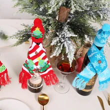 Бутылка для вина, Рождественская крышка, Санта-снеговик, вечерние декоративное украшение, стол, Рождество, Великобритания, домашний декор, голова Санта-Клауса, набор бутылок для вина