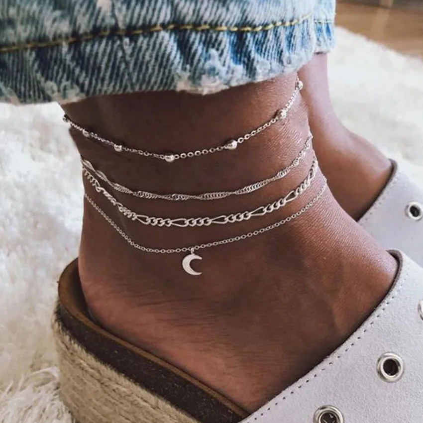 Boho ножной браслет с Луной бисер лодыжки браслет Cheville браслет на ногу Сандалеты с перепонкой на лодыжке в tobillera бижутерия для ног enkelbandje bransoletka на noge