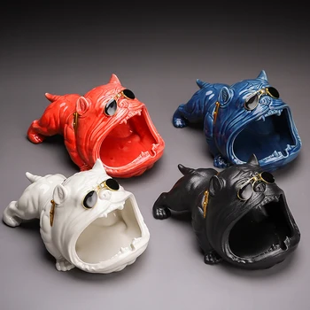 

Creative Cute Cartoon Dog Ashtray Ceramic Big Personality Big Mouth Bulldog Decor Trend Household Home Decoration Accessories