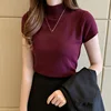 Korean Knitted Women Top Blusas Mujer De Moda 2022 Casual Women Clothing  Summer Solid Slim Turtleneck Blouse Blusas 8622 50 ► Photo 2/6