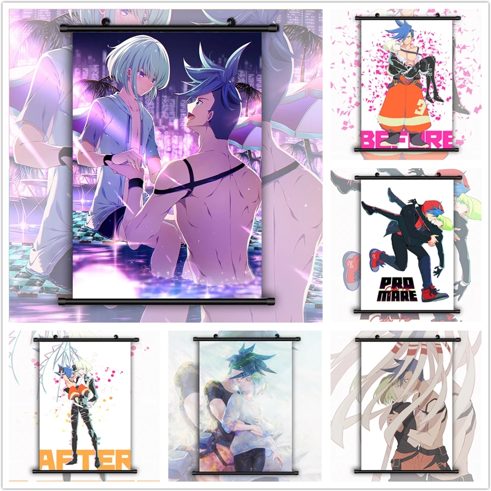 Promare YAOI Galo Thymos x Lio Fotia Аниме Манга HD Печать настенный плакат свиток |