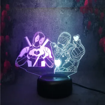 

Romantic Girl Heart Bedroom Decor 3D DIY LED Night Light Marvel Hero Union Deadpool Iron man Finger Heart Mixed Multicolor Lamp