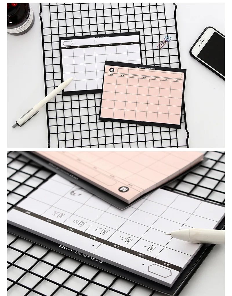 Творческий рабочий стол может порвать Расписание Книга простой стиль Луна План книга 30 Памятка стикер для заметок эффективность работы план
