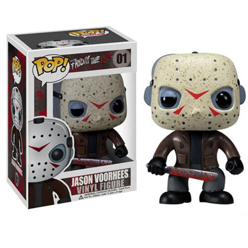 With Box Funko Pop Friday 13th Jason Voorhees фигурки 01 ужасная модель игрушки 10 см - Цвет: With Box