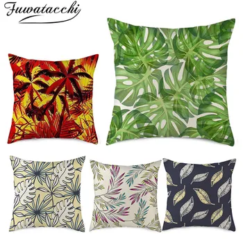 

Fuwatacchi Tropical Plant Leaves Pillow Cases Coconut Tree Photo Throw Pillow Cover For Home Sofa Decorative Lotus Cushion Cover