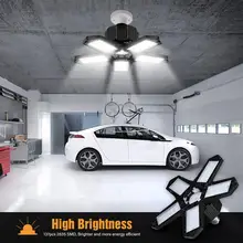 Cinco-leaf dobrável lâmpada led ventilador lâmina deformação garagem lustre nenhum ângulo morto ajustável luz de teto