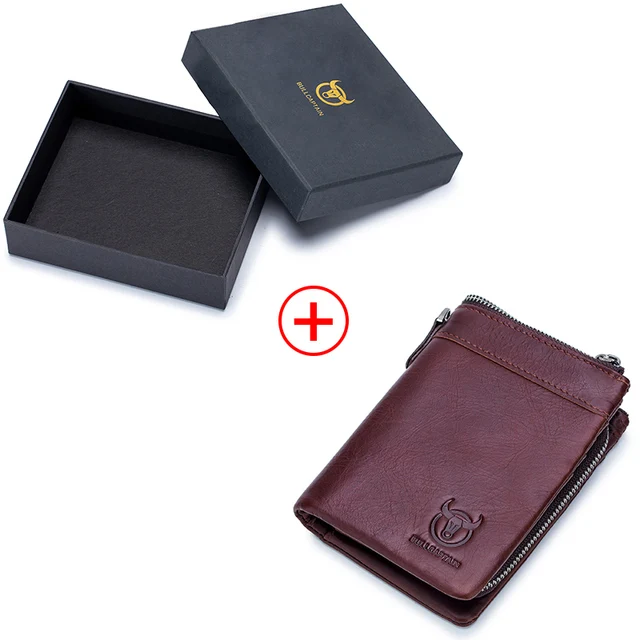 Bullcaptain Vintage Leather Buckle Wallet Coin Purse Wallet Card Men's Wallet Cartera Hombre Men's Handbag RFID Holder coffee with box