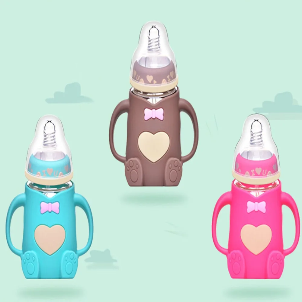 1Pc haute qualité bébé Silicone lait biberon sûr infantile jus eau biberon tasse verre soins infirmiers bébé alimentation