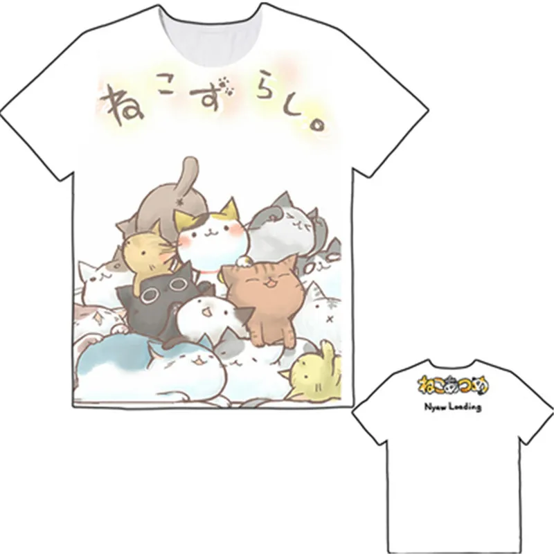 Harajuku Neko Atsume Футболка женская футболка с рисунком кота женские футболки летний топ уличная женская одежда - Цвет: 016