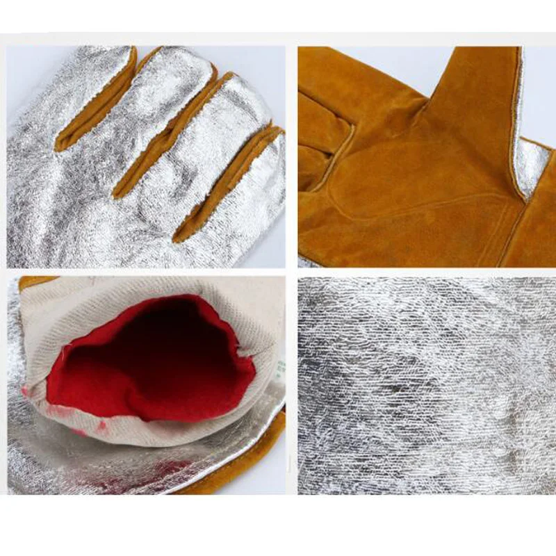 1 Pair of Aluminum foil high temperature resistant gloves thermal radiation Safety Work Gloves Men's Heat Insulation DST044