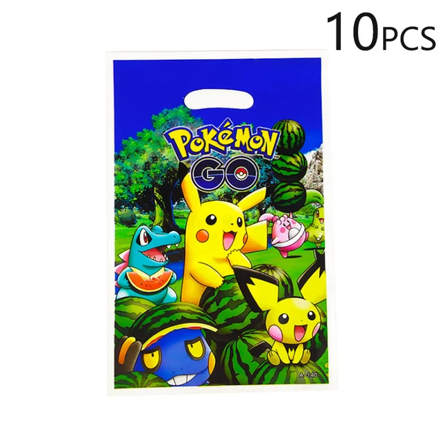 Pokemon Birthday Party Tool Props Straw Banner Baby Shower Party Supplies Wedding Balloon Decoration Pikachu Topper Boy Surprise 10PCS Gift bag