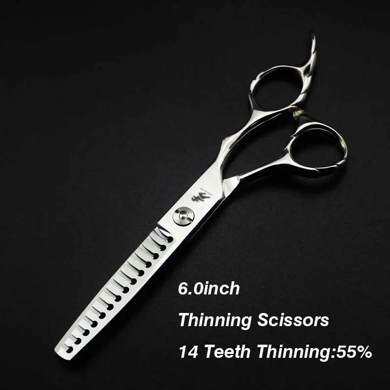 6 inch Silver Japanese Hair Scissors Hairdressing Scissors Shaver and hairdressing scissors set - Цвет: Thinning Scissors