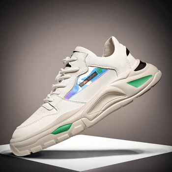 

2020 Spring Autumn Fashion Men Shoes Beige Casual Sneakers Men High Quality Leather Adult Casual Shoes Lace Up Sneakers For Mens