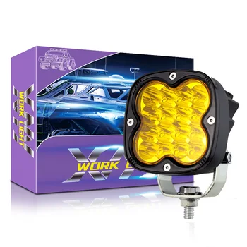 

Off-road Vehicle Work Light Square Spotlight Golden Light 16LED 48W Car Motorcycle Auxiliary Lighting car Modified hHeadlight