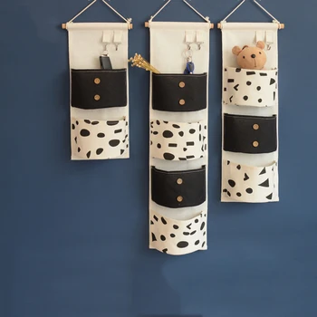 

Fabric Hanging Storage Bag 2/3/4 Pockets Hanging Organizer Multi-pocket with Key Hook Storage Hanger Sundries Bag Waterproof