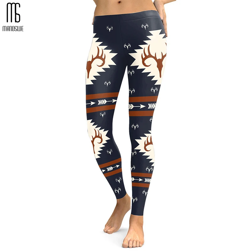 

Manoswe Christmas Elk Digital Printed Bottom Pants Female 2019 Autumn New Year Fashion Print Pencil Pants Sports Fitness Tights