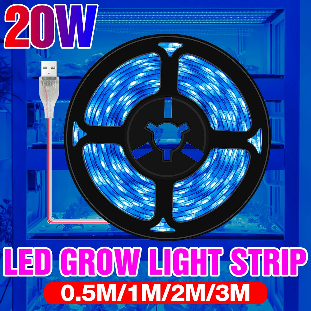 

USB Plant Grow Light LED Full Spectrum Phyto Lamp For Flower Hydroponics Growth Strip 0.5M 1M 2M 3M 4M 5M Seedling Fito Lights