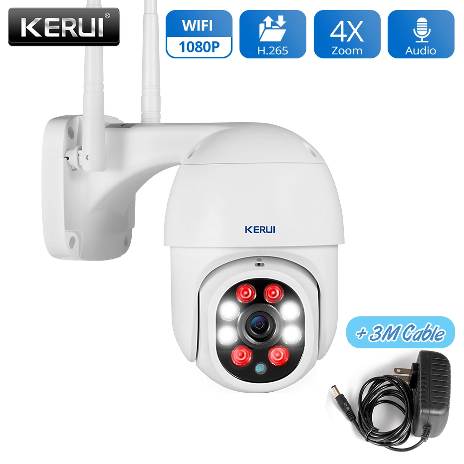 KERUI 1080P PTZ Wifi IP Camera Outdoor 4X Digital Zoom AI Detect Wireless Camera H.265 P2P ONVIF Audio 2MP Security CCTV Camera|Surveillance Cameras| - AliExpress