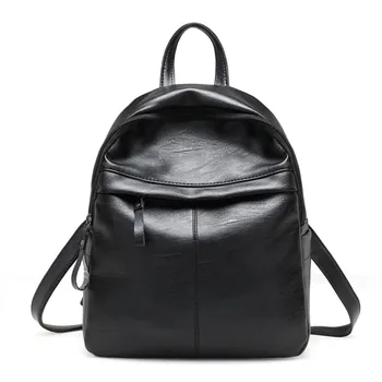 

5#Women's Fashion Leather Simple School Bag Travel Backpack Bag Mochila Para Niña mochila couro