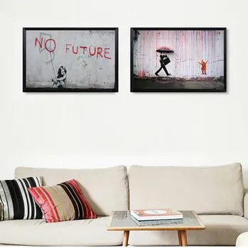 

Graffiti Art Wall Painting Street Artwork Doodle Banksy Colorful Rain Dady and Kid Home Decor for Kids Bedroom