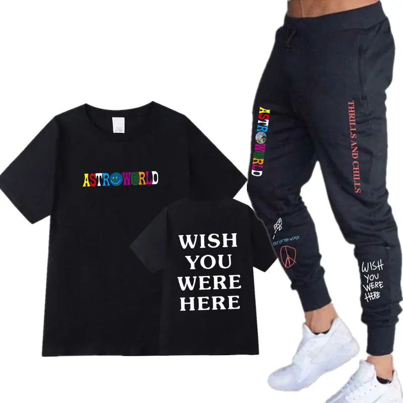 Мужской спортивный костюм с футболкой и штанами TRAVIS SCOTT уличная одежда для мужчин