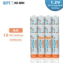 12 шт.! BPI 1,2 V 2400 аккумулятор АА, мАч NiMh Ni-MH LSD AA Аккумуляторная батарея с 0.24A зарядный ток для игрушечная камера налобный фонарь