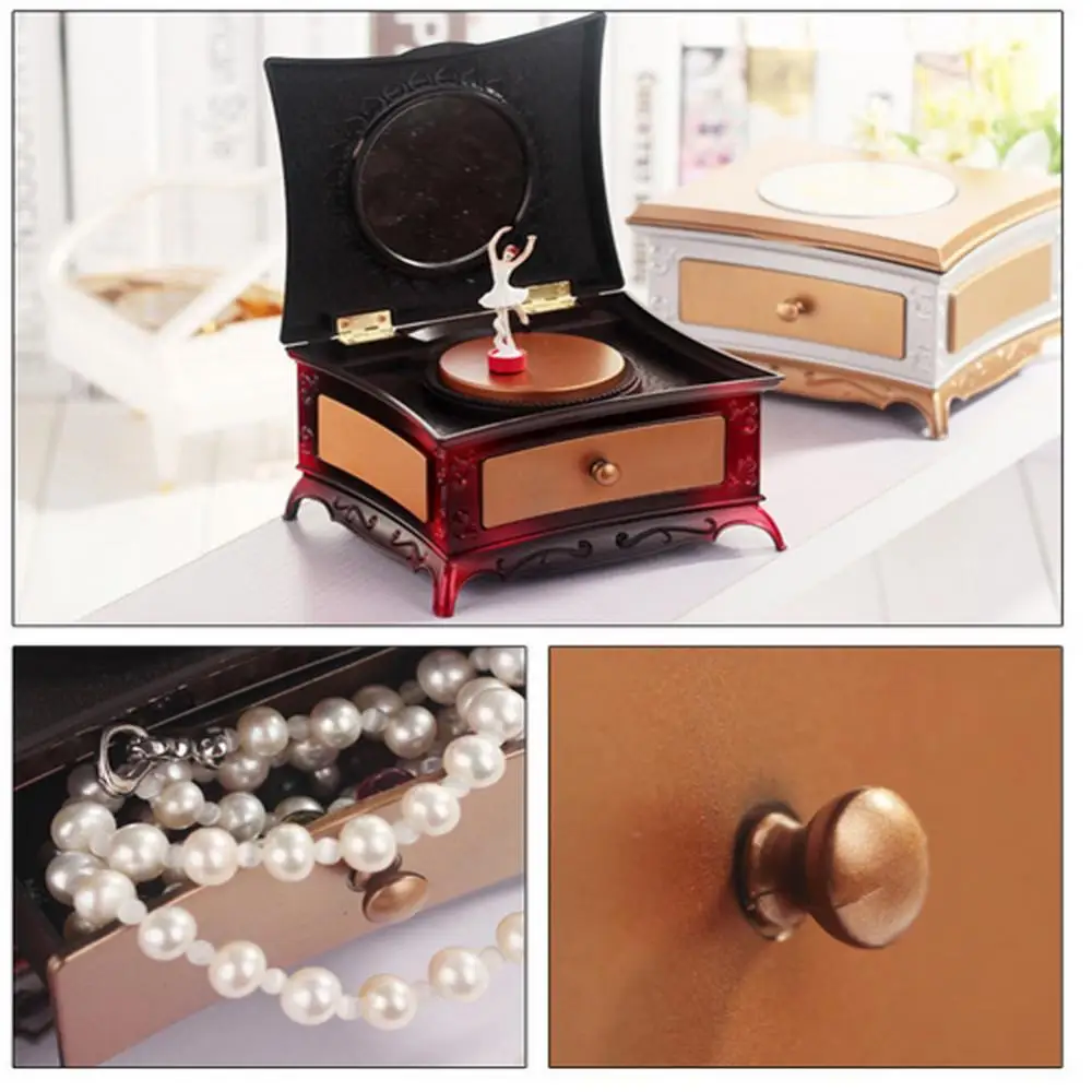 Makeup Mirror Drawer Dancing Ballerina Girl Music Box Kids Musical Toy Gift 60%