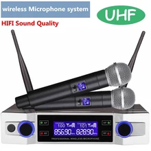 UHF беспроводной караоке микрофон системы ЖК-дисплей+ двойной ручной микрофон вечерние KTV US Plug